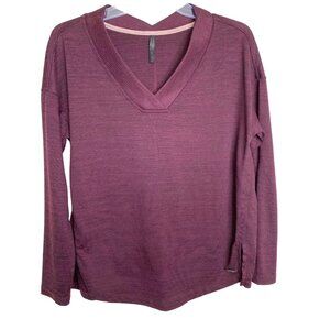 Calvin Klein Performance Womens Plum Knit Ribbed V-Neck Sweater Size S Academia